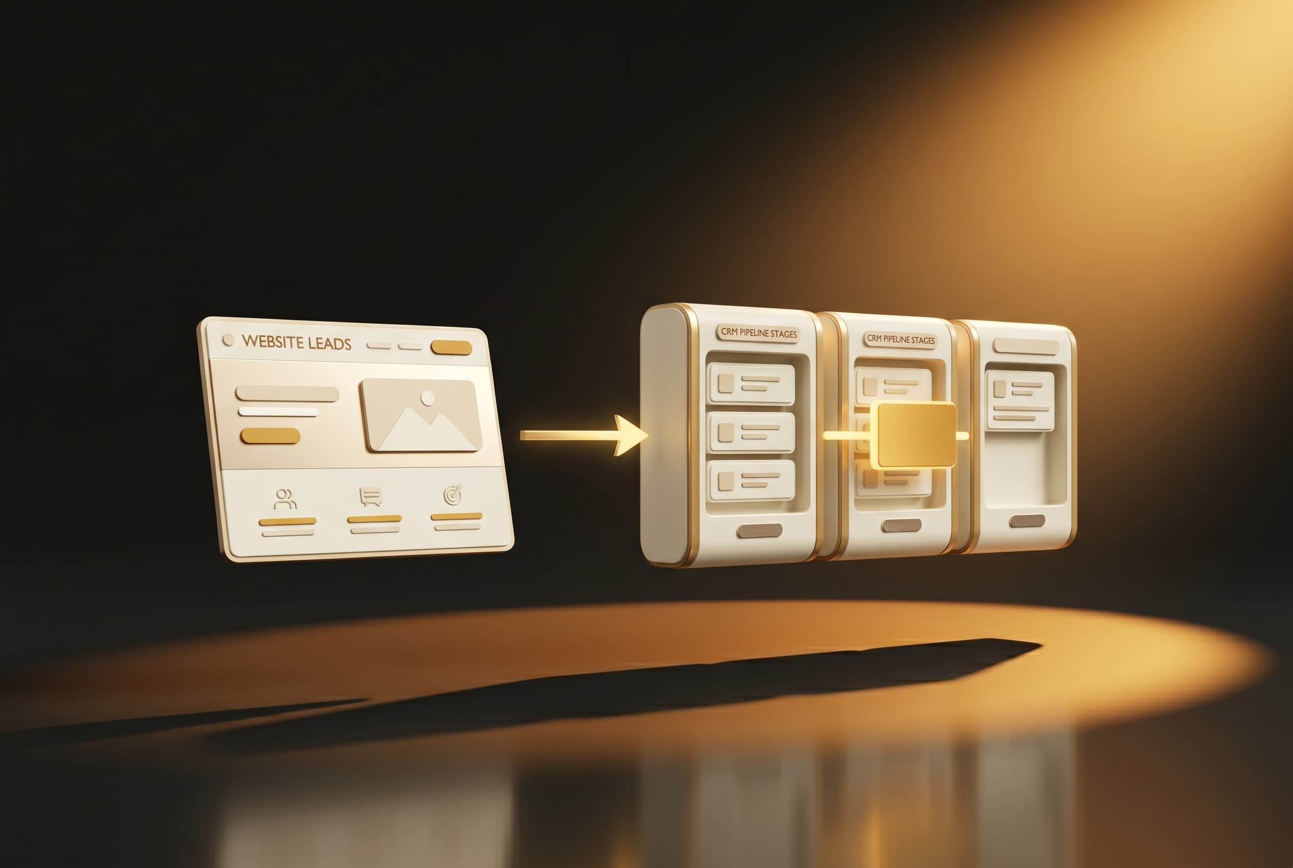 Website leads flowing into a CRM pipeline