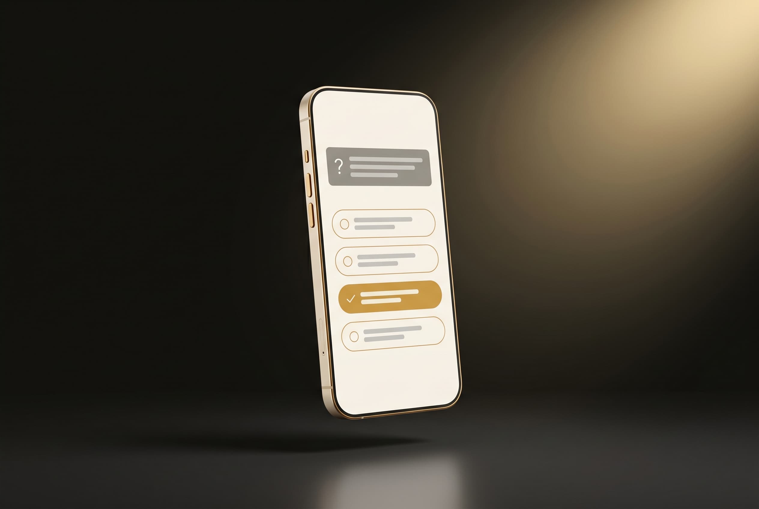A phone showing a diagnostic quiz that captures a lead